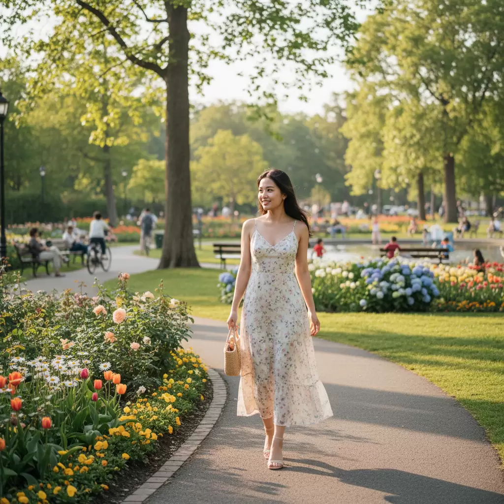 Váy hoa nhí mang lại vẻ ngoài dịu dàng và nữ tính