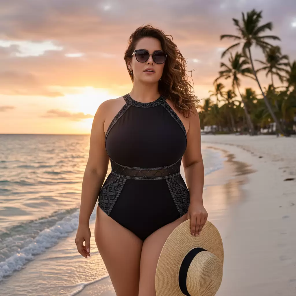 Trang phục một mảnh tối màu giúp nàng mũm mĩm tự tin và thon gọn hơn