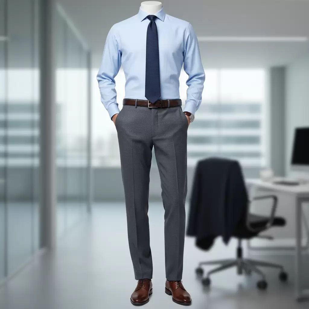 Sự kết hợp giữa sơ mi và quần tây tạo nên phong thái lịch lãm cho phái nam