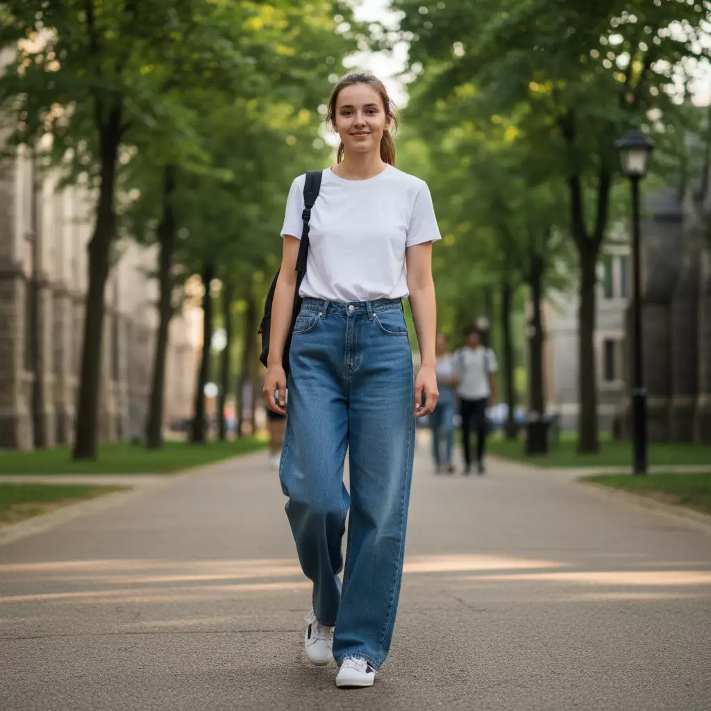 Áo thun và quần jeans là sự kết hợp kinh điển mang lại sự thoải mái tối đa