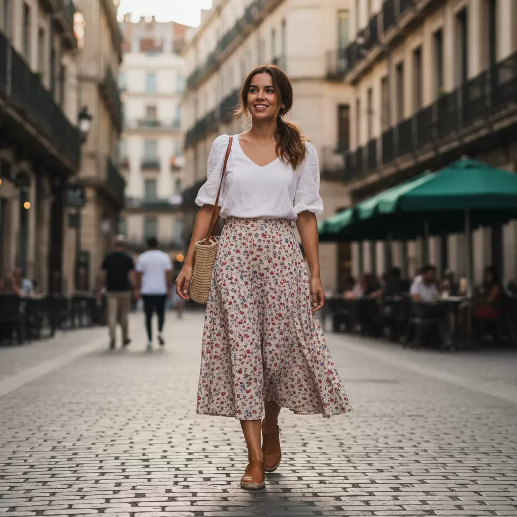 Vẻ đẹp dịu dàng và nữ tính với chân váy hoa nhí