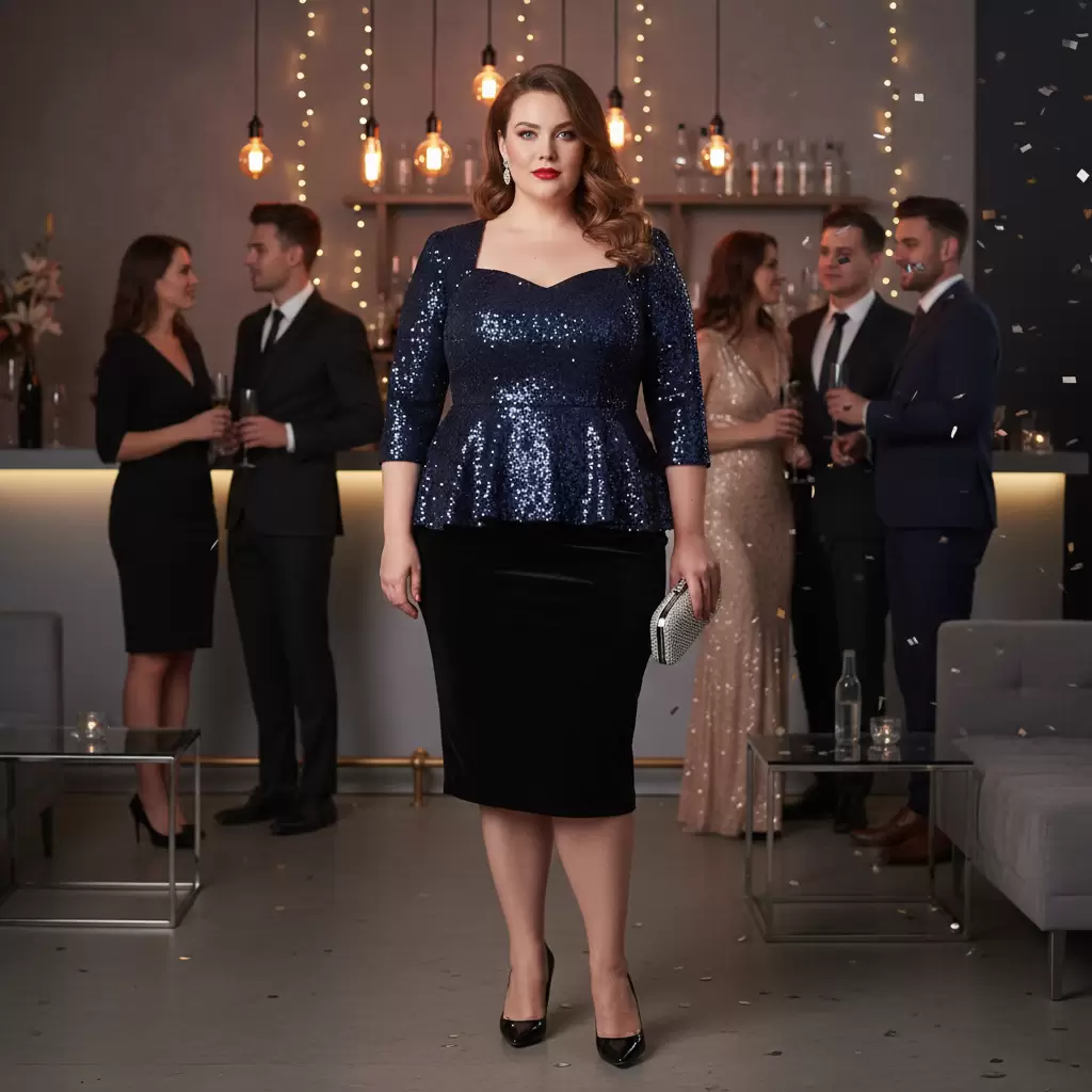 Áo peplum kết hợp chân váy bút chì là sự lựa chọn tuyệt vời để tôn vinh đường cong