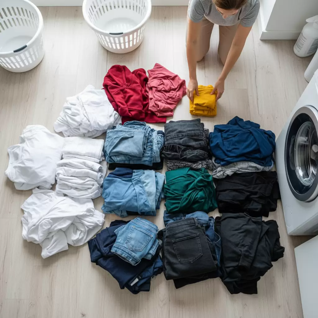 Phân loại quần áo kỹ lưỡng là bước quan trọng nhất để tránh tình trạng lem màu