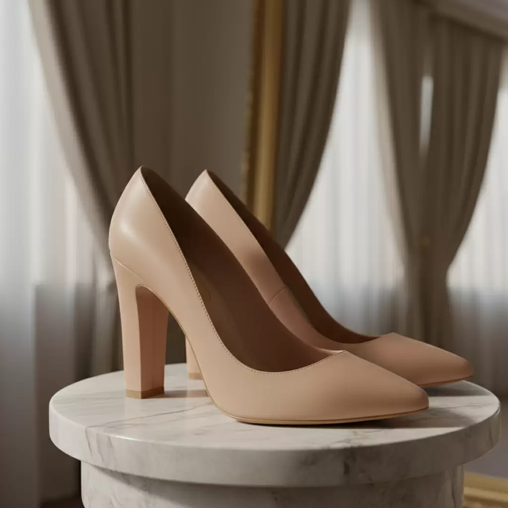 Giày cao gót mũi nhọn màu nude giúp đôi chân trông dài và thon gọn hơn