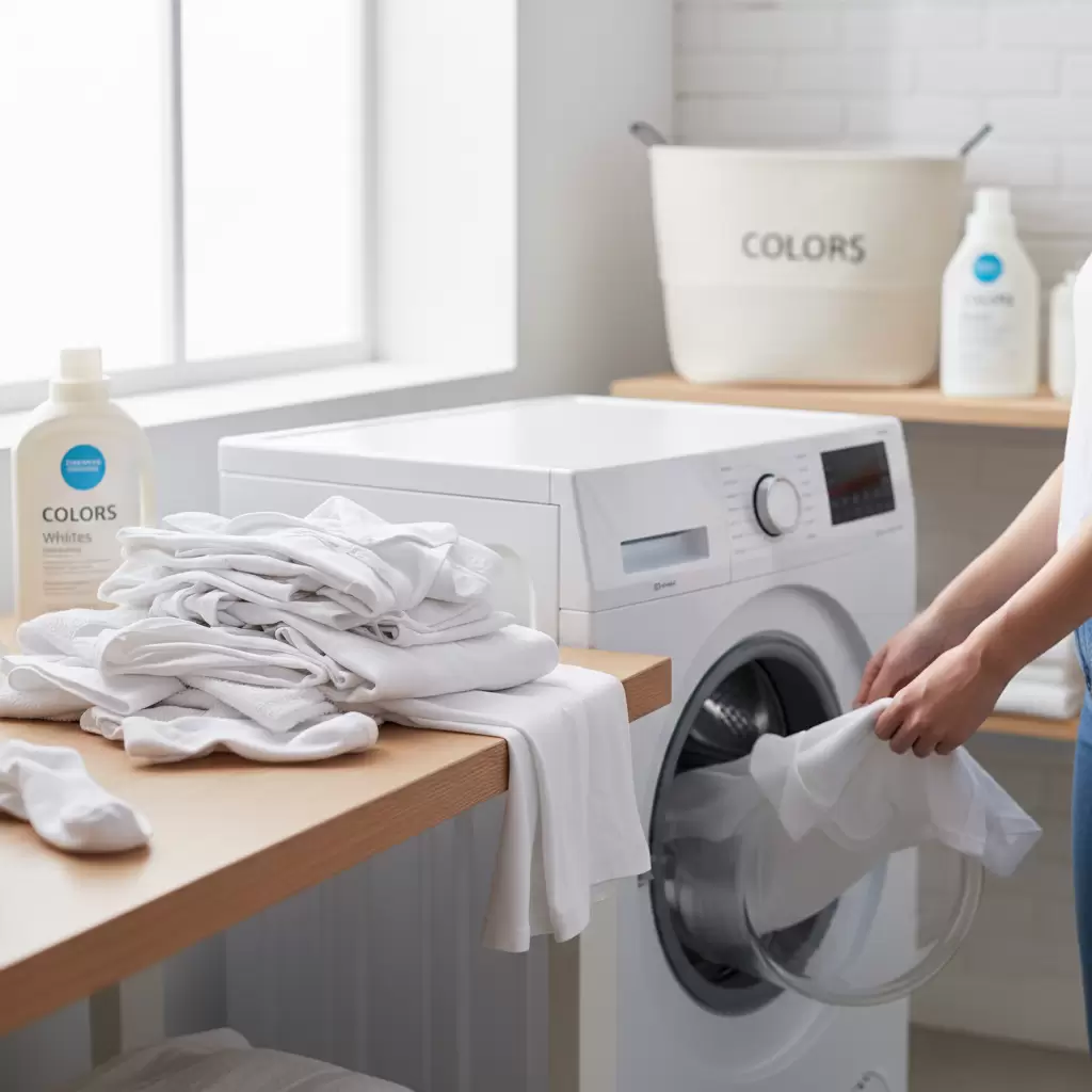 gemini_image_1768315259 Luôn phân loại đồ trắng riêng để tránh tình trạng lem màu từ trang phục khác