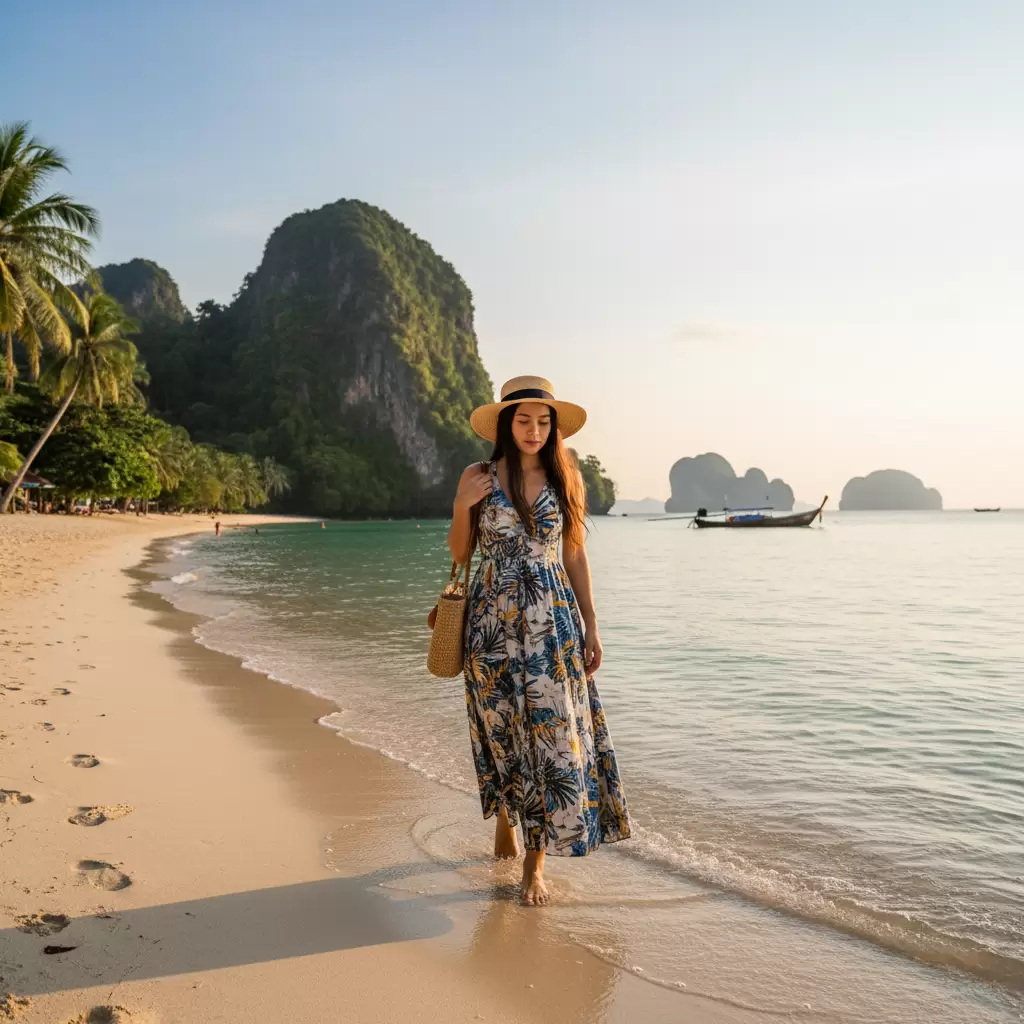 Váy maxi rực rỡ là lựa chọn hoàn hảo cho những chuyến đi biển tại Thái Lan
