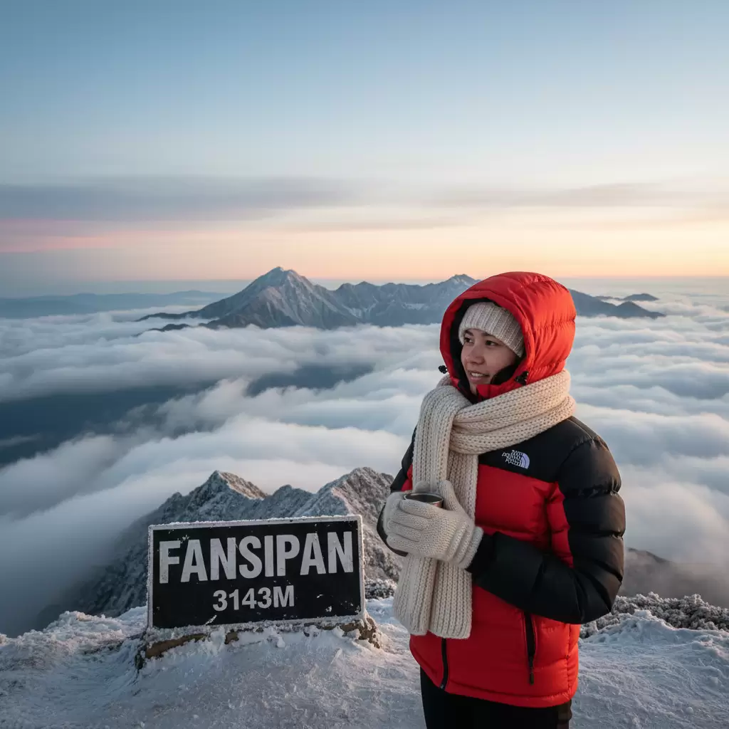 Trang phục giữ ấm nhiều lớp là ưu tiên hàng đầu khi chinh phục đỉnh Fansipan