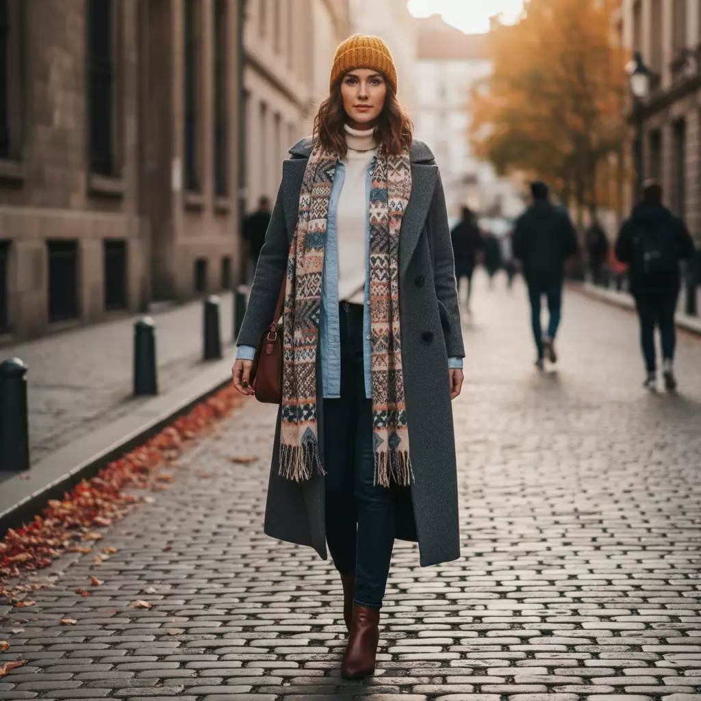 Sự kết hợp giữa áo cổ lọ và sơ mi tạo nên vẻ ngoài chuyên nghiệp và ấm áp