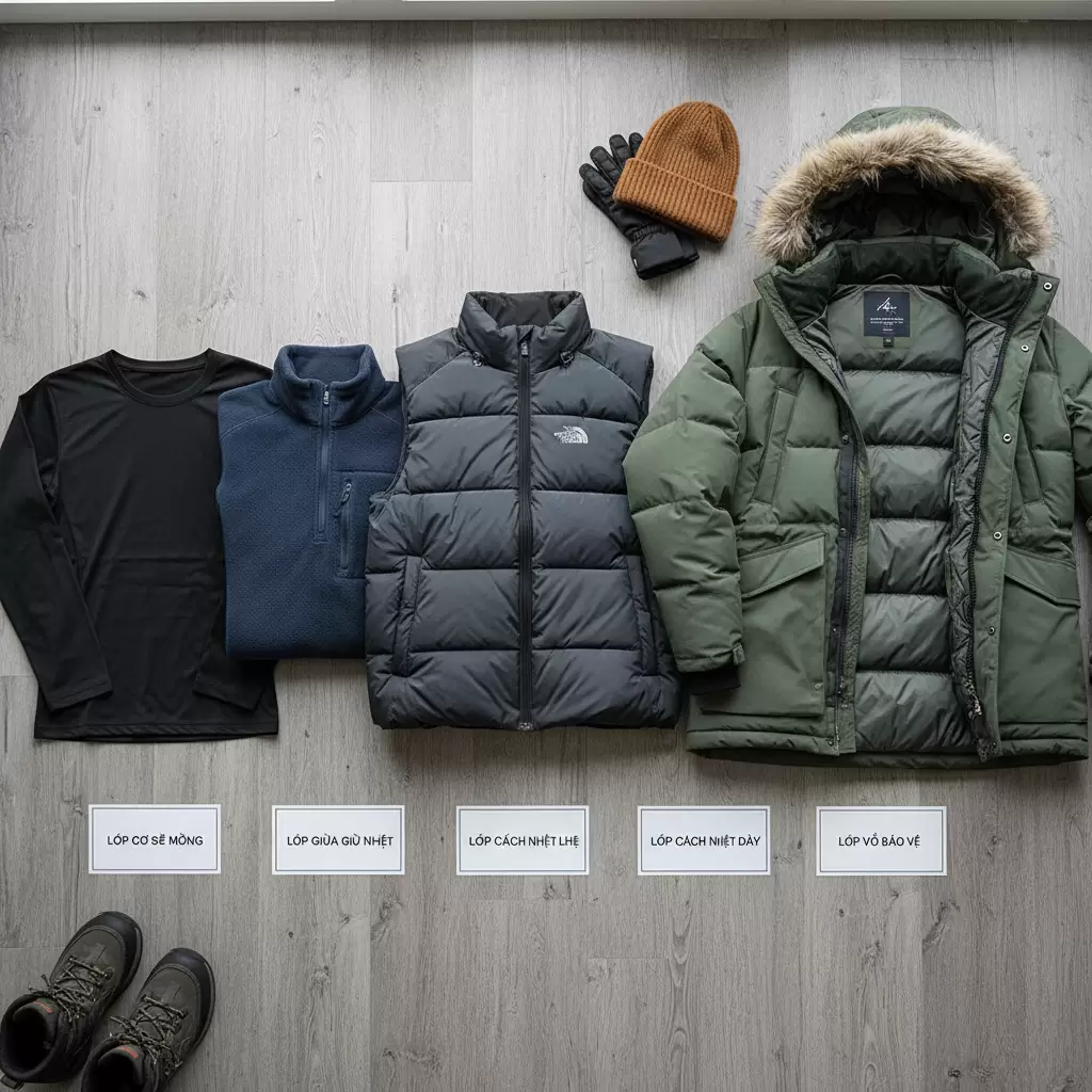 Sắp xếp các lớp trang phục theo thứ tự độ dày tăng dần giúp tổng thể cân đối