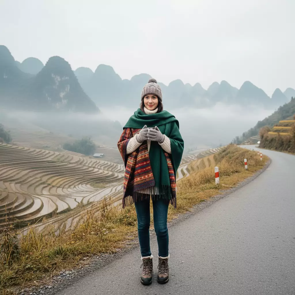 Trang phục giữ ấm là ưu tiên hàng đầu khi du lịch Hà Giang mùa đông