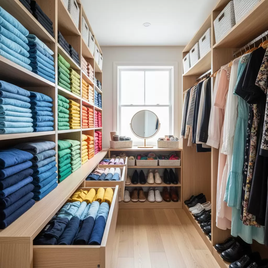 gemini_image_1768322523 Sắp xếp quần áo khoa học giúp bạn dễ dàng quản lý và tận dụng tối đa tủ đồ của mình