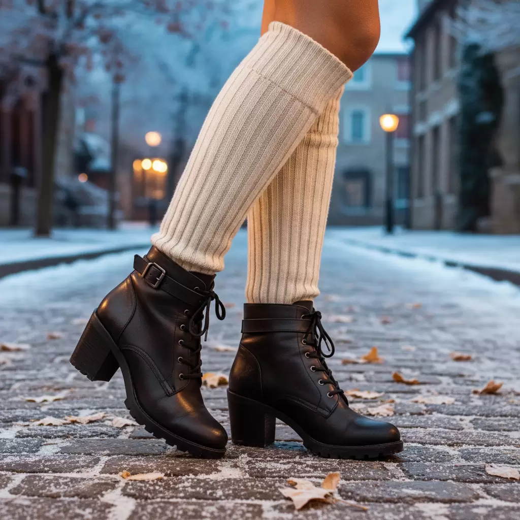gemini_image_1768322825 Phụ kiện giày boots và tất cao cổ giúp giữ ấm hiệu quả