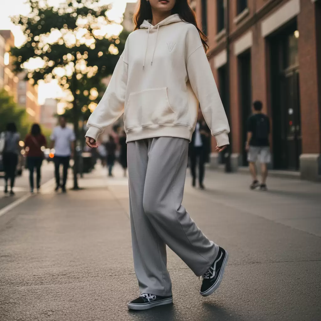 gemini_image_1768323382-1 Phong cách streetwear cá tính với quần ống rộng và giày Vans cho nữ sinh