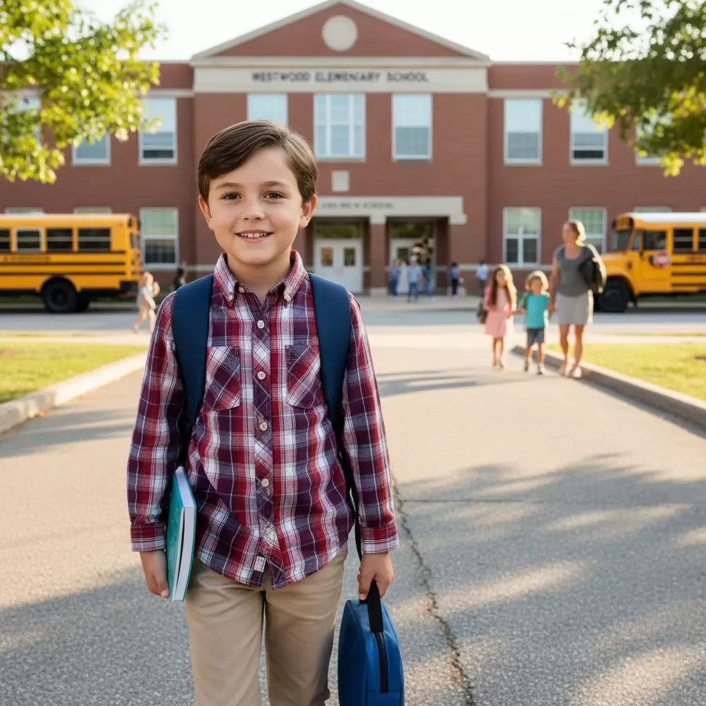 Trang phục áo sơ mi và quần kaki giúp bé trai trông thanh lịch và chỉn chu