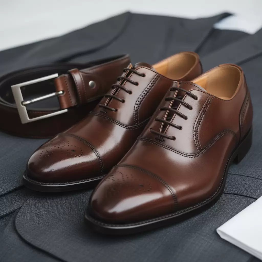 Phụ kiện giày da và thắt lưng đồng màu là quy tắc vàng khi mặc quần tây