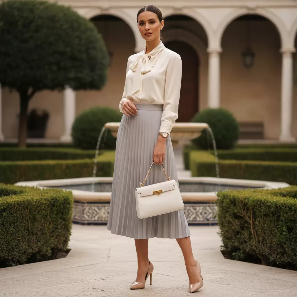 Vẻ ngoài sang trọng và cuốn hút khi sử dụng túi xách trắng làm điểm nhấn