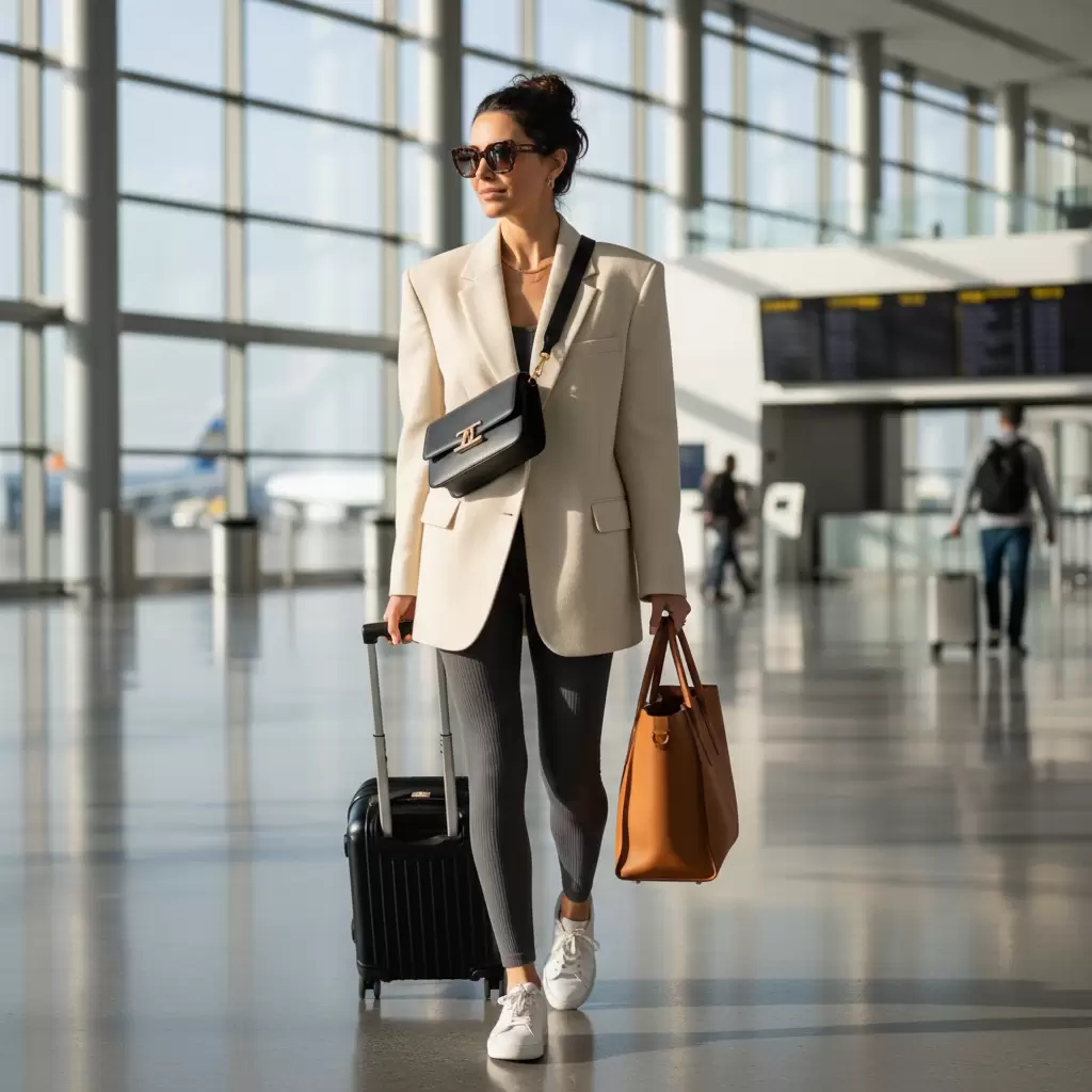 Sự kết hợp giữa blazer và quần legging mang lại vẻ ngoài thời thượng cho phái nữ