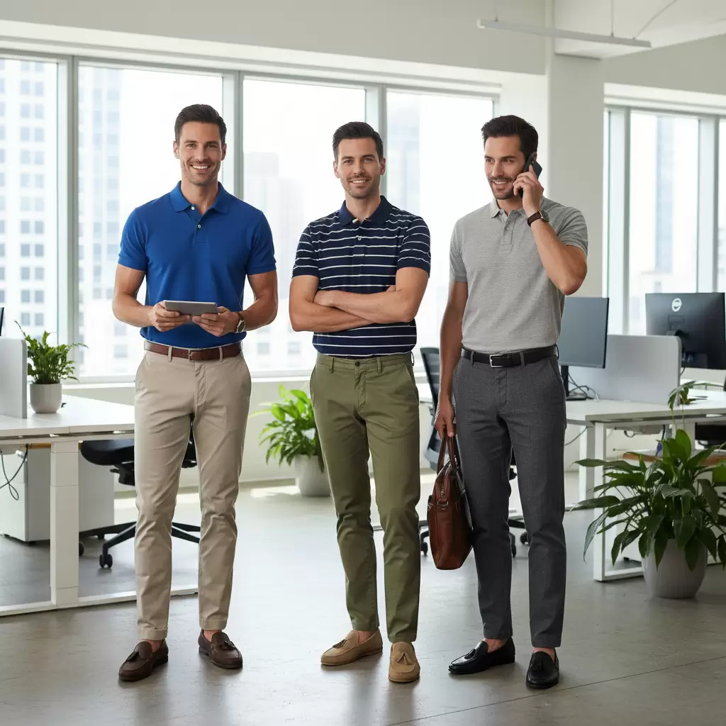 Phong cách trẻ trung khi phối giày mọi cùng quần kaki và áo polo