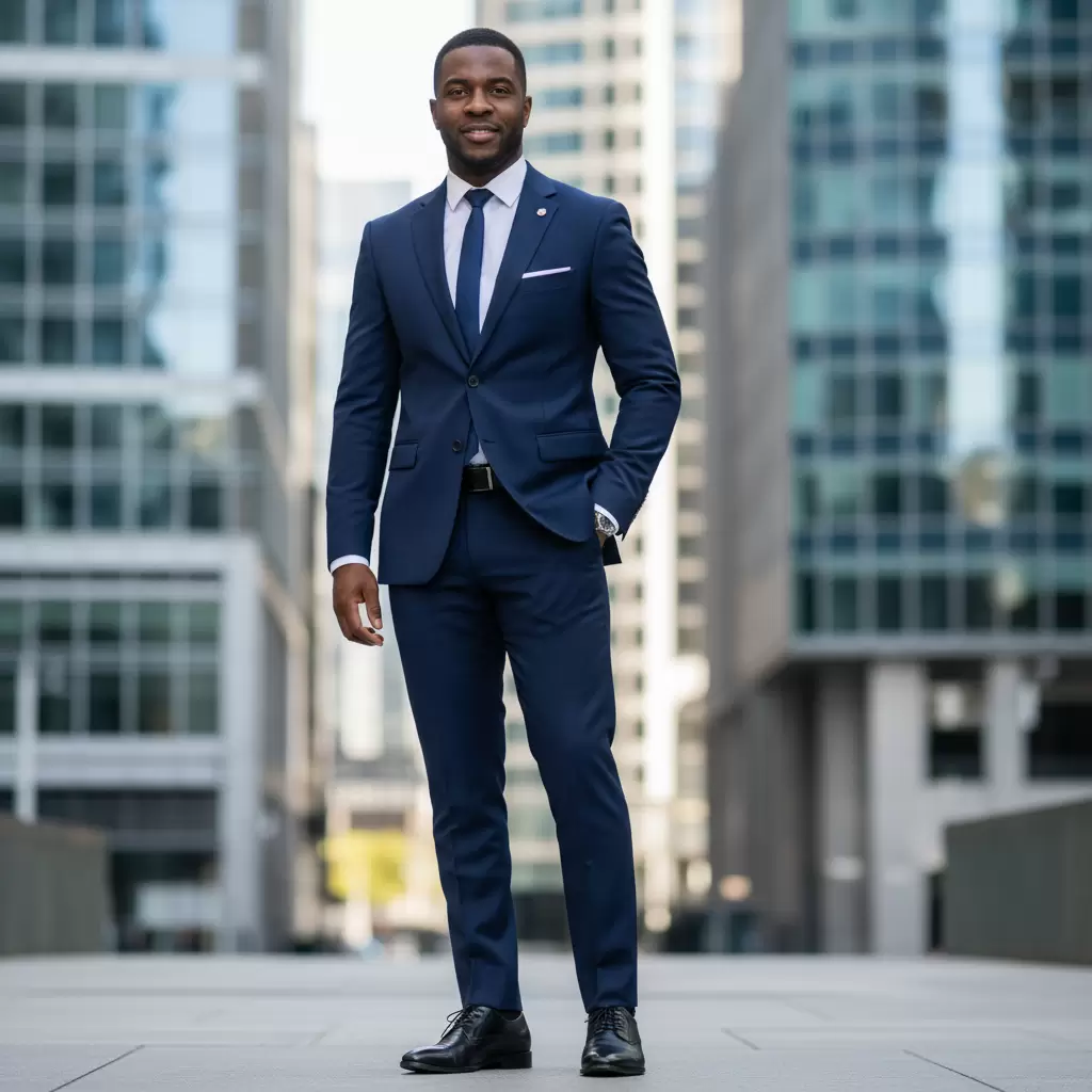 Set đồ Suit tối màu là lựa chọn hoàn hảo để hack chiều cao