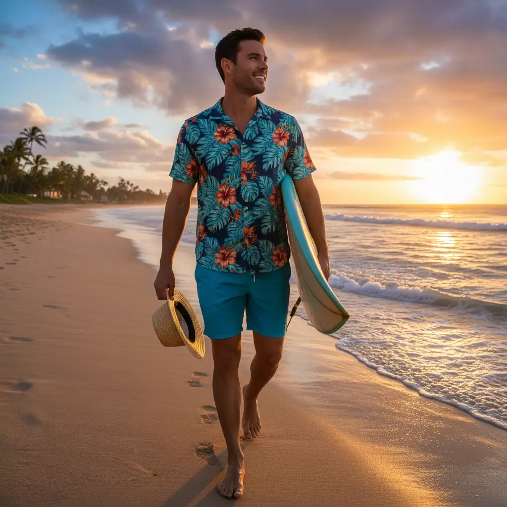 gemini_image_1768341111-1 Phong cách phóng khoáng cho nam giới khi phối quần short họa tiết cùng sơ mi