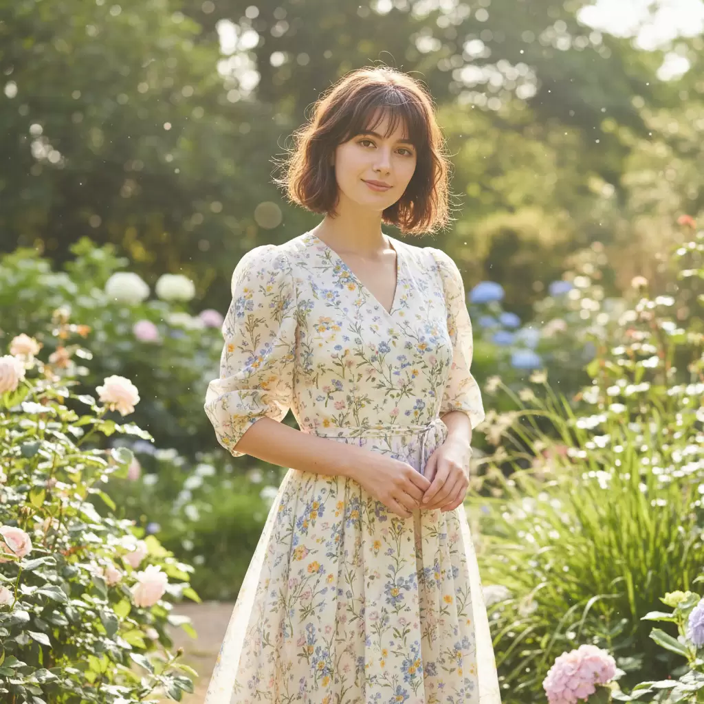 Vẻ đẹp ngọt ngào và nữ tính khi kết hợp tóc Bob cùng váy hoa nhí