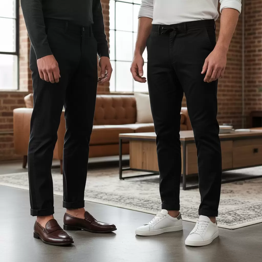 Lựa chọn giày phù hợp là bước quan trọng trong cách phối đồ với quần Kaki đen nam